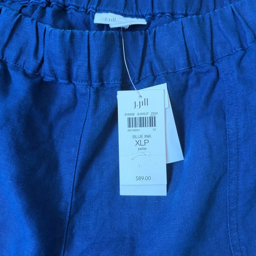 J Jill Love Linen 100% Blue Ink Crop Pants XL Petite Pull On High RiseNWT $89*T7